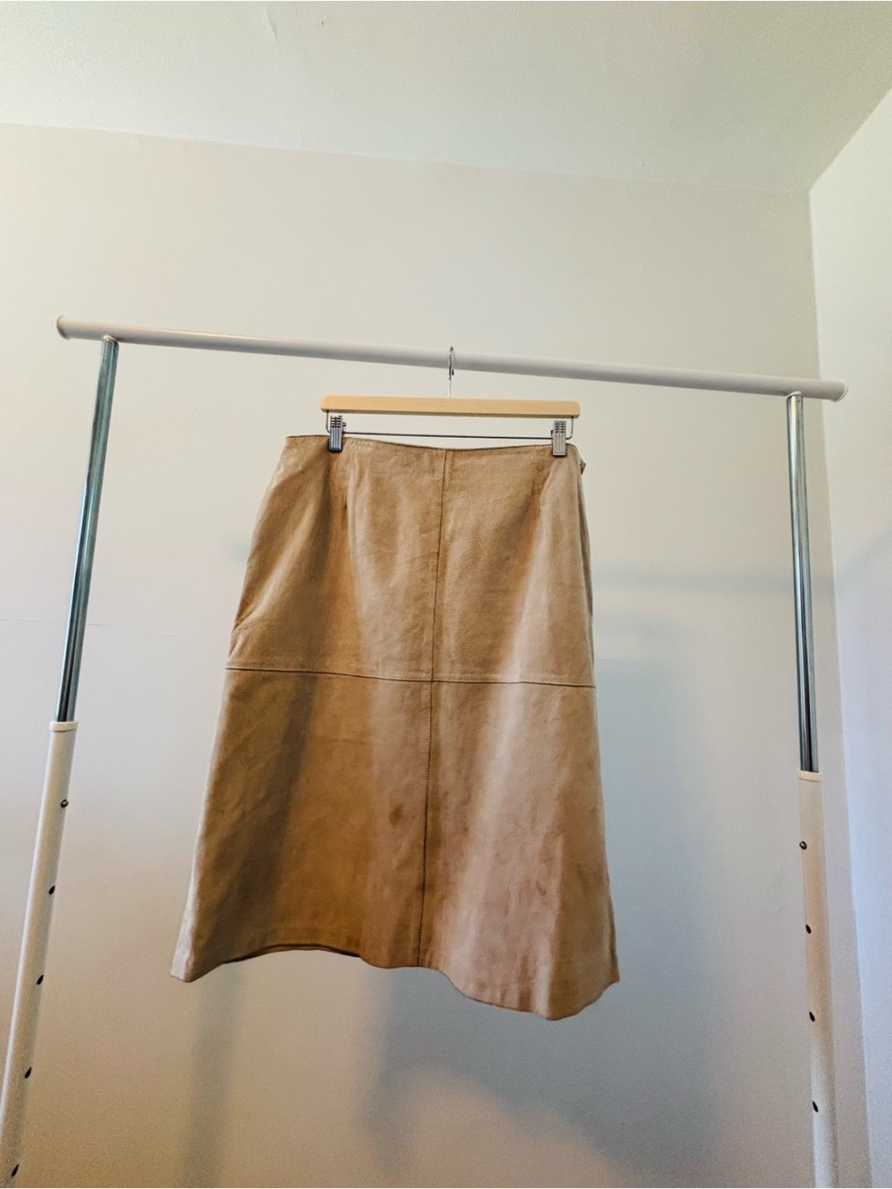 Nygard Collection Leather Skirt, Beige, Size 14